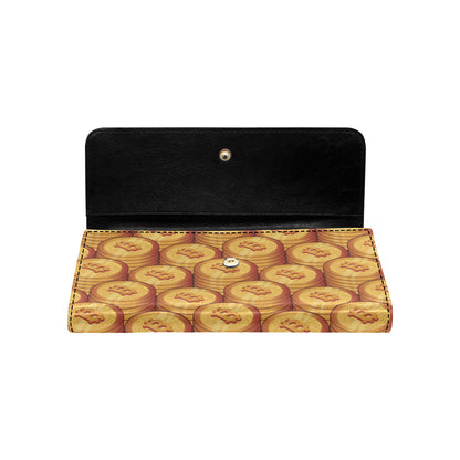 Bitcoin Pattern Print Design 02 Women's Trifold Wallet