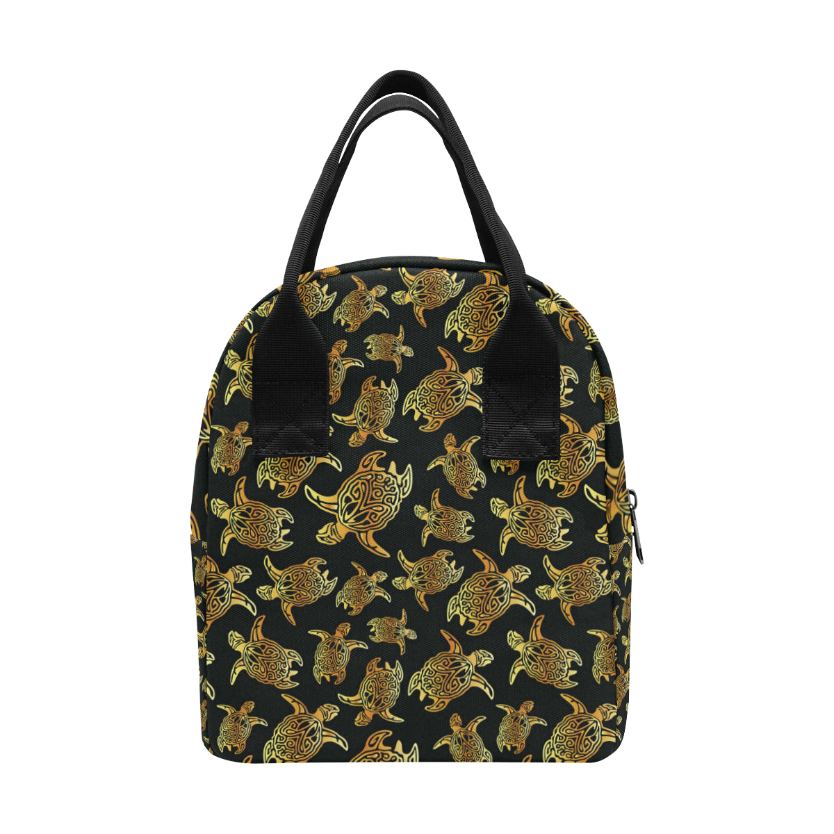 Gold Tribal Turtle Polynesian Themed Insulated Lunch Bag