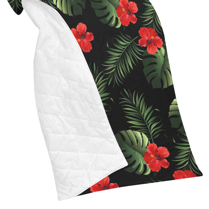 Red Hibiscus Tropical Premium Quilt