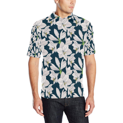 Amaryllis Pattern Print Design 01 Men Polo Shirt