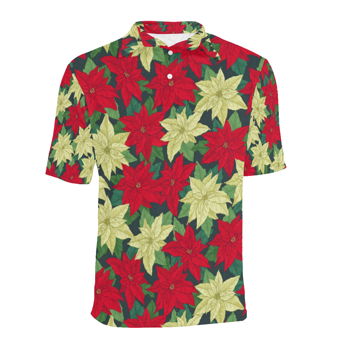 Poinsettia Pattern Print Design POT06 Men Polo Shirt