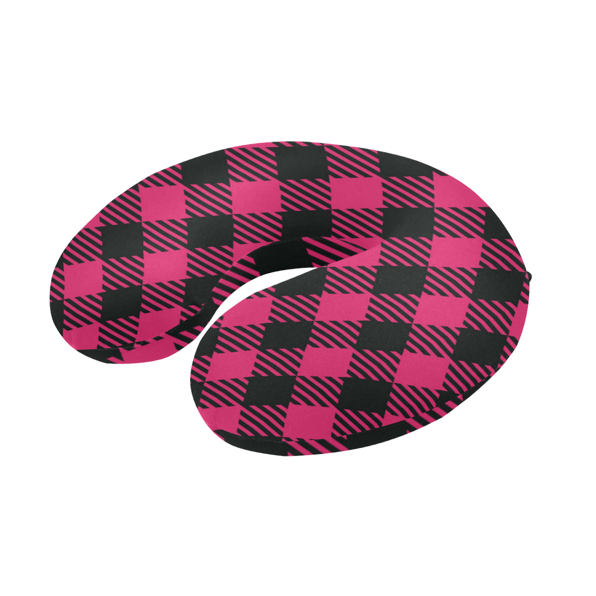 Buffalo check Pink Pattern Print Design 01 U-Shaped Travel Neck Pillow
