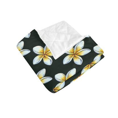 White Plumeria Pattern Print Design PM022 Premium Quilt