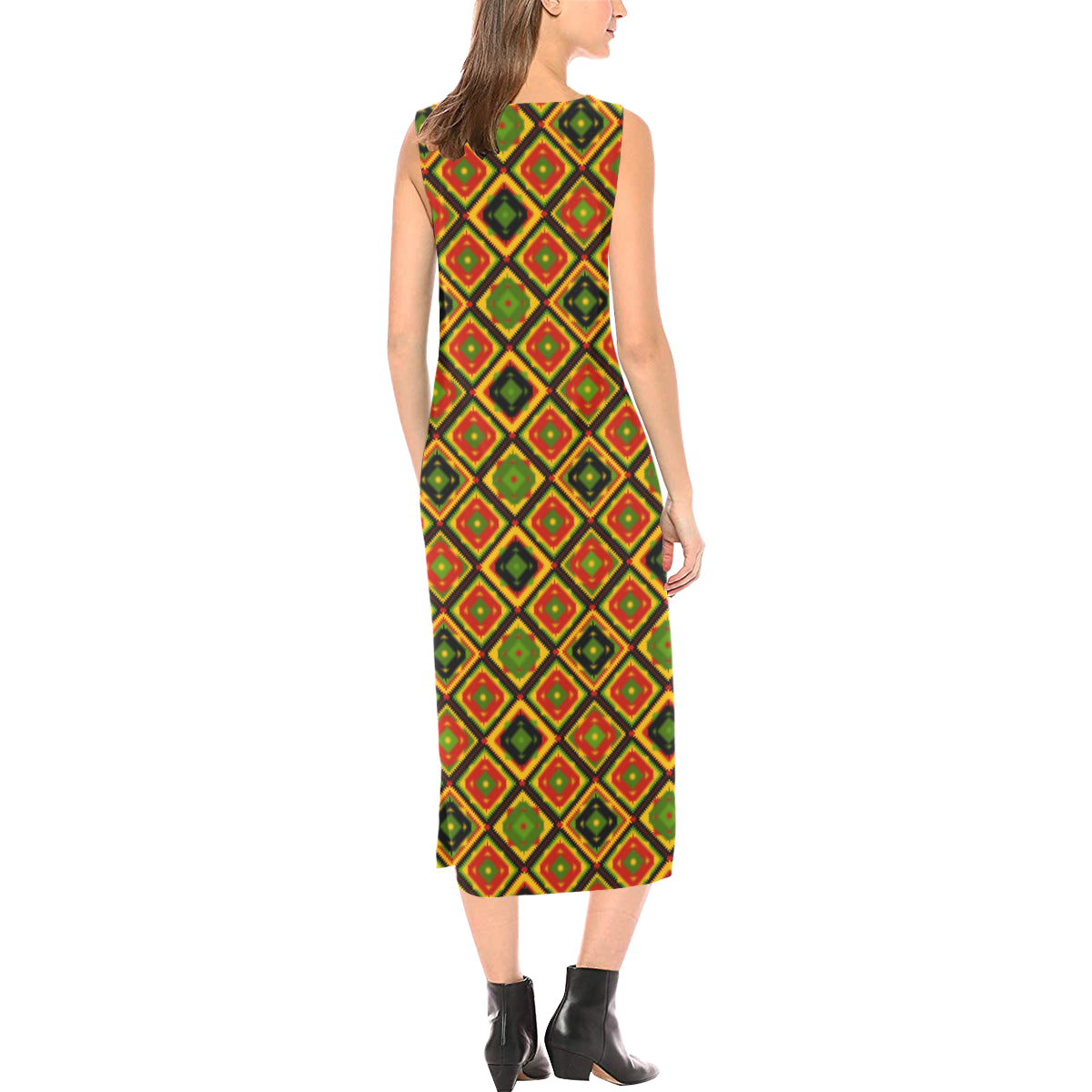 Rasta Reggae Color Pattern Sleeveless Long Dress