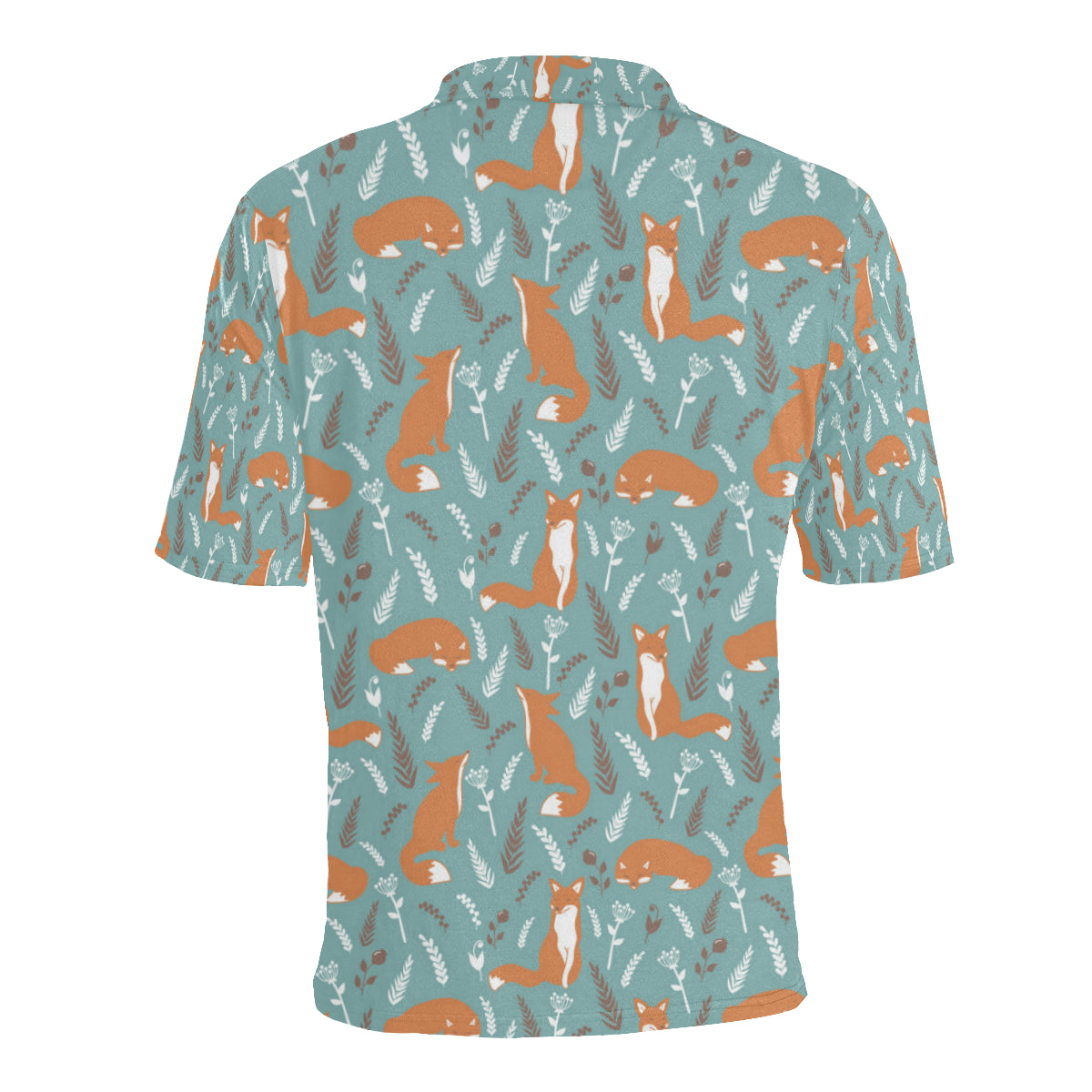 Fox Forest Print Pattern Men Polo Shirt