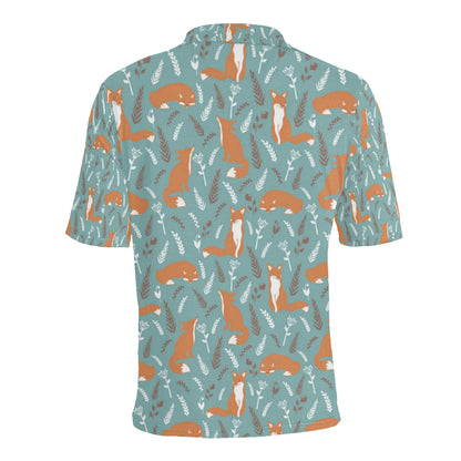 Fox Forest Print Pattern Men Polo Shirt
