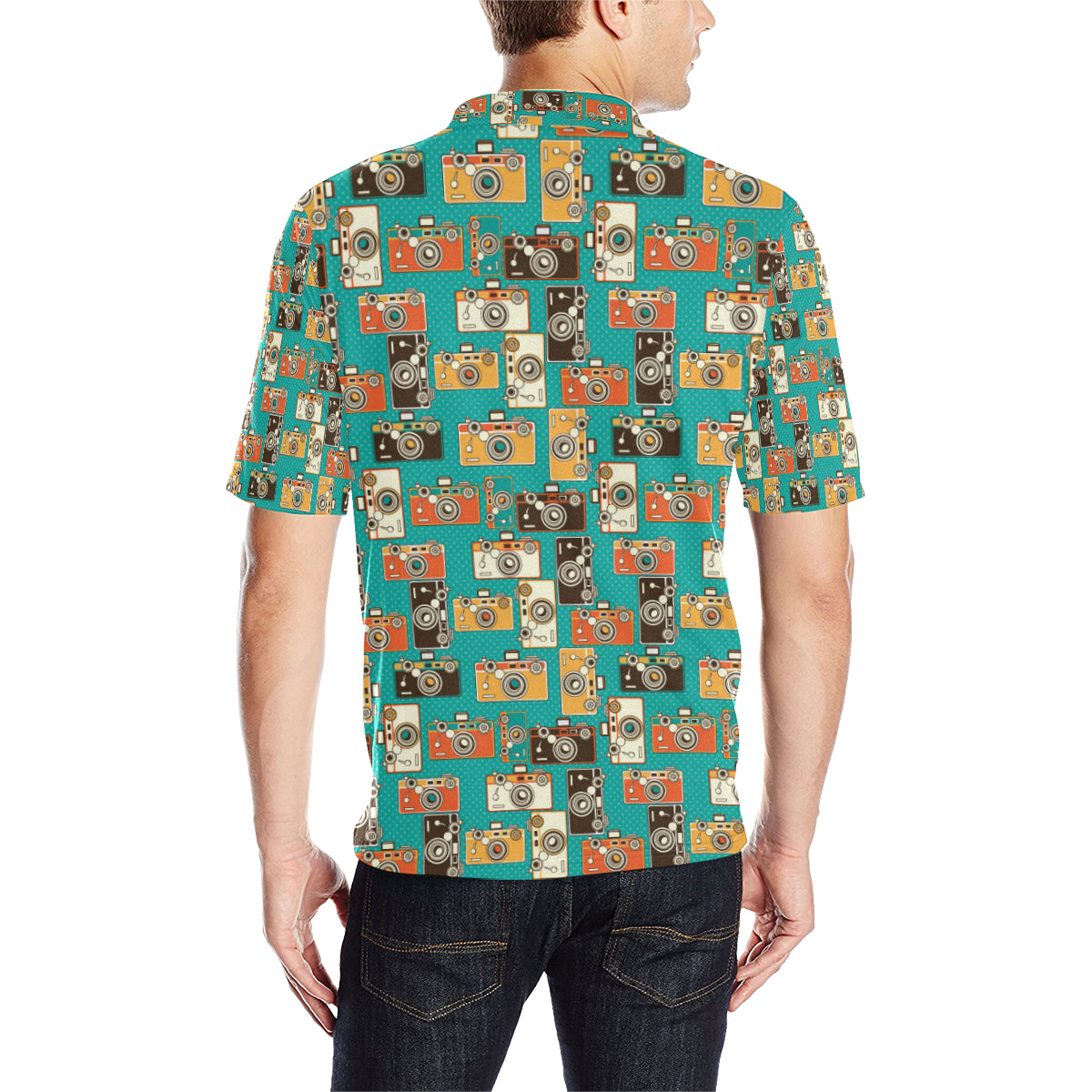 Camera Pattern Print Design 02 Men Polo Shirt