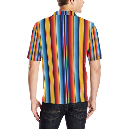 Mexican Blanket Stripe Print Pattern Men Polo Shirt