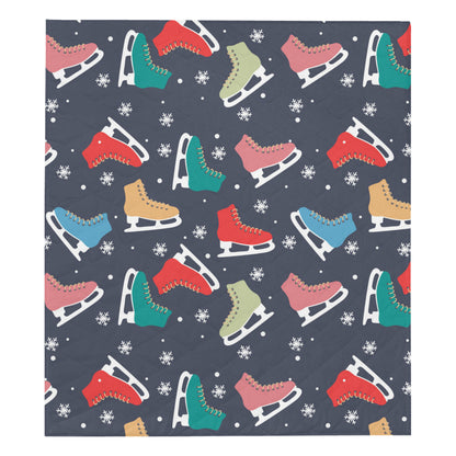 Ice Skate Pattern Print Design 04 Premium Quilt