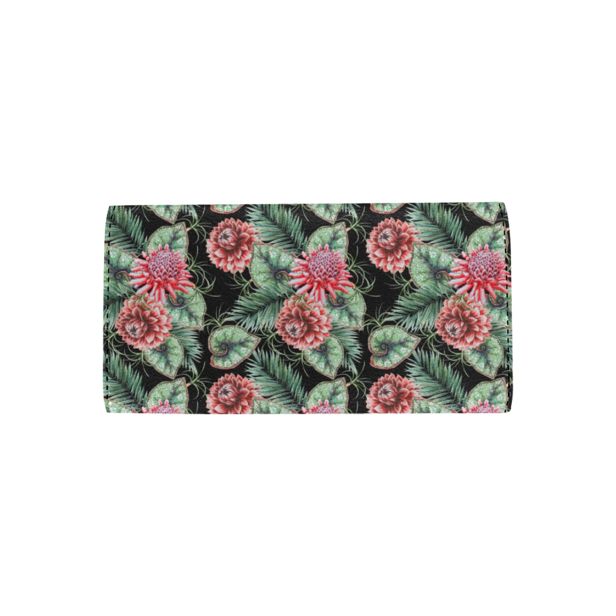 Dahlia Pattern Print Design DH06 Women's Trifold Wallet