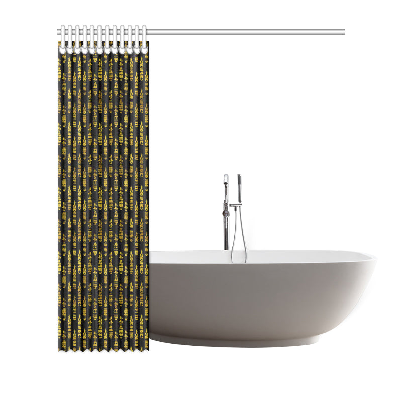 Pineapple Gold Tribal Style Print Shower Curtain