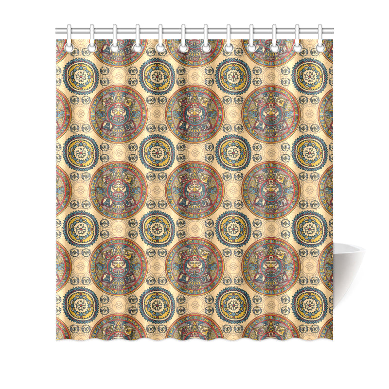 Calendar Aztec Pattern Print Design 02 Shower Curtain