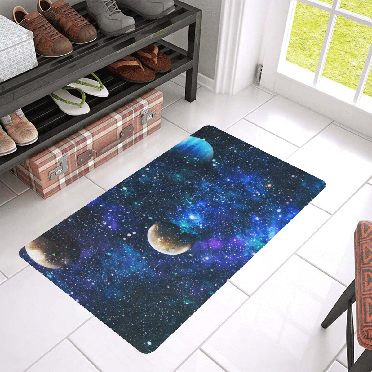 Galaxy Stardust Planet Space Print Rubber Doormat