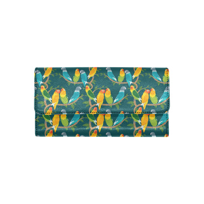 Lovebird Pattern Print Design 02 Women's Trifold Wallet