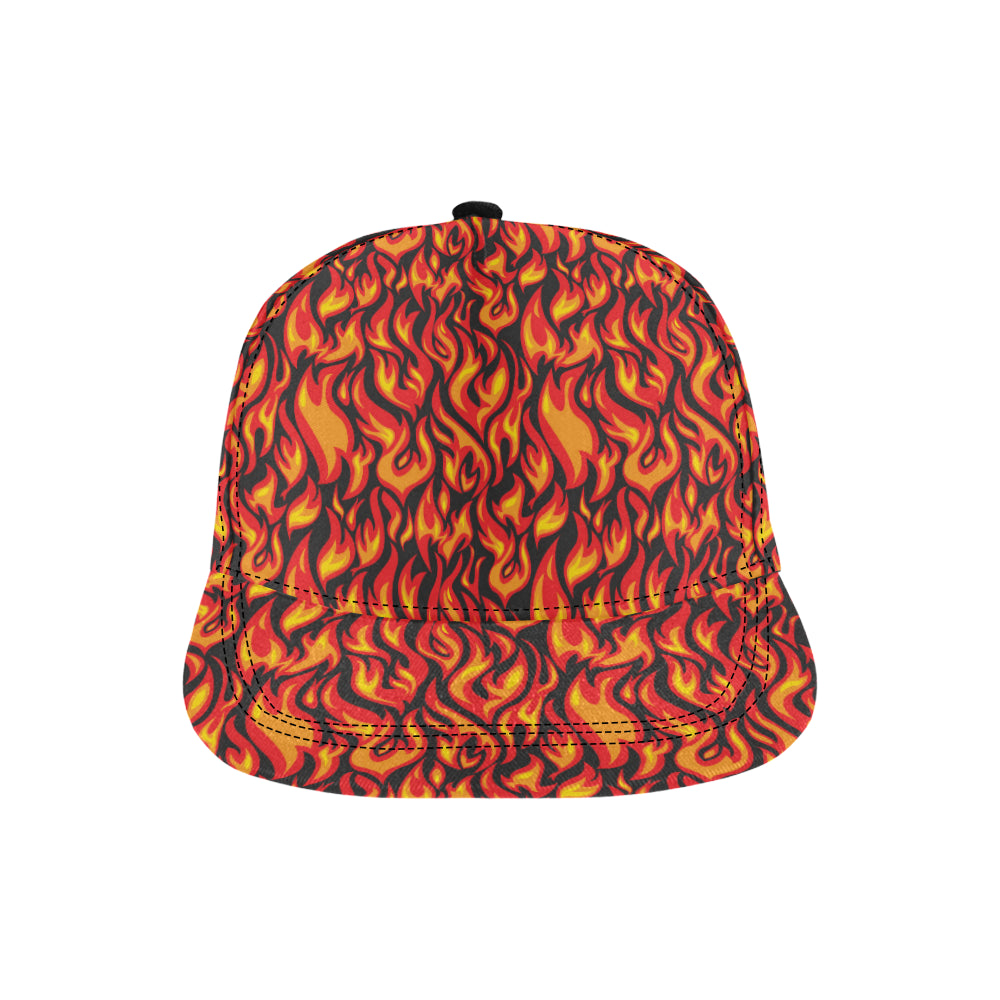 Flame Fire Print Pattern Snapback Cap