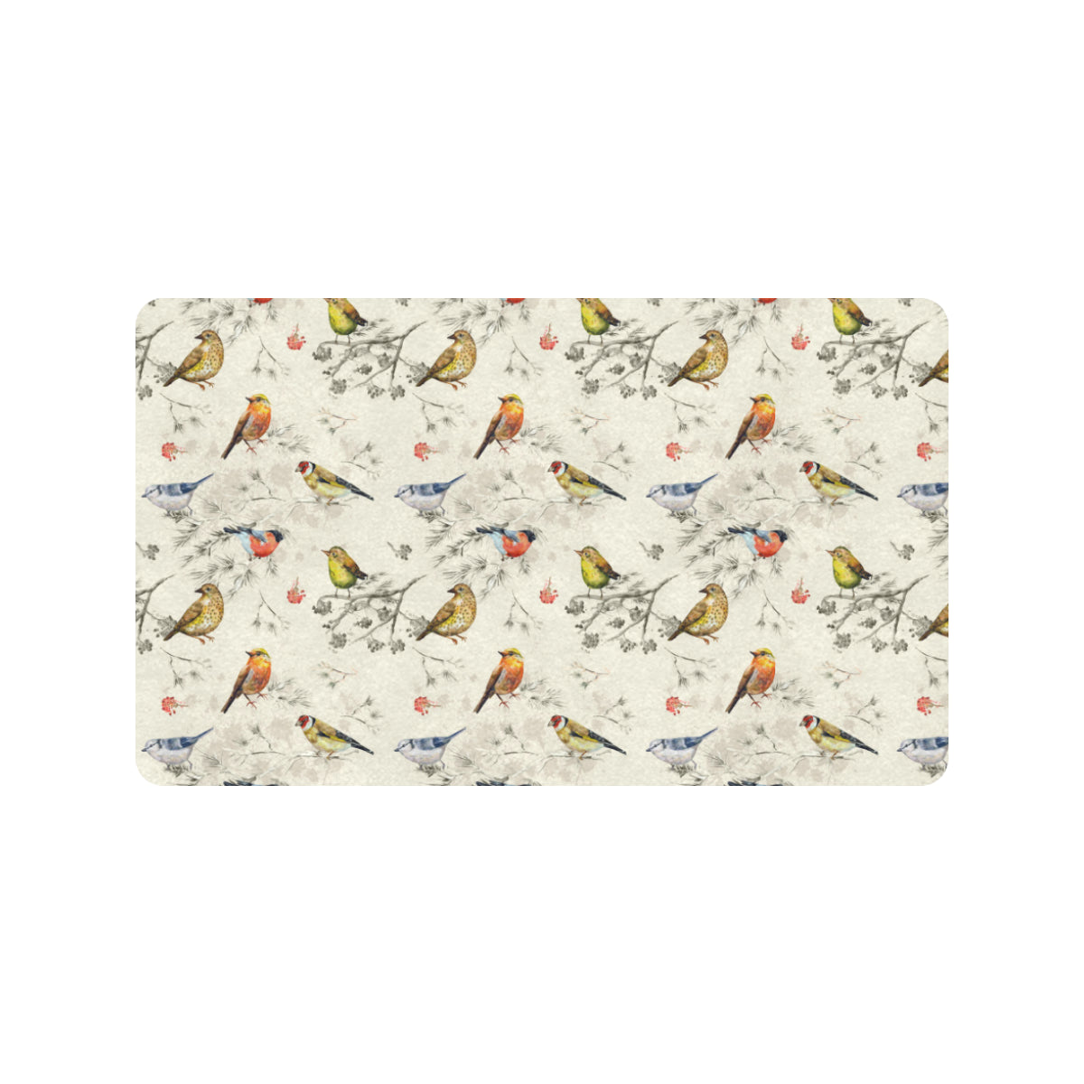 Bird Watercolor Design Pattern Rubber Doormat