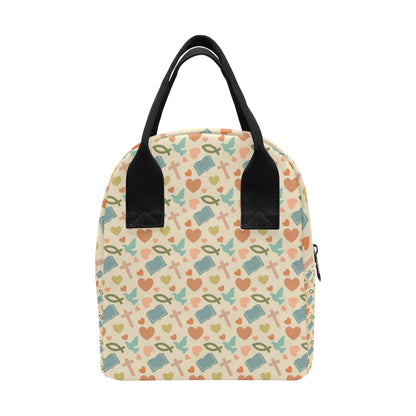 Christian Symbol Pattern Insulated Lunch Bag