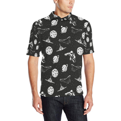 Space Astronauts Print Men Polo Shirt