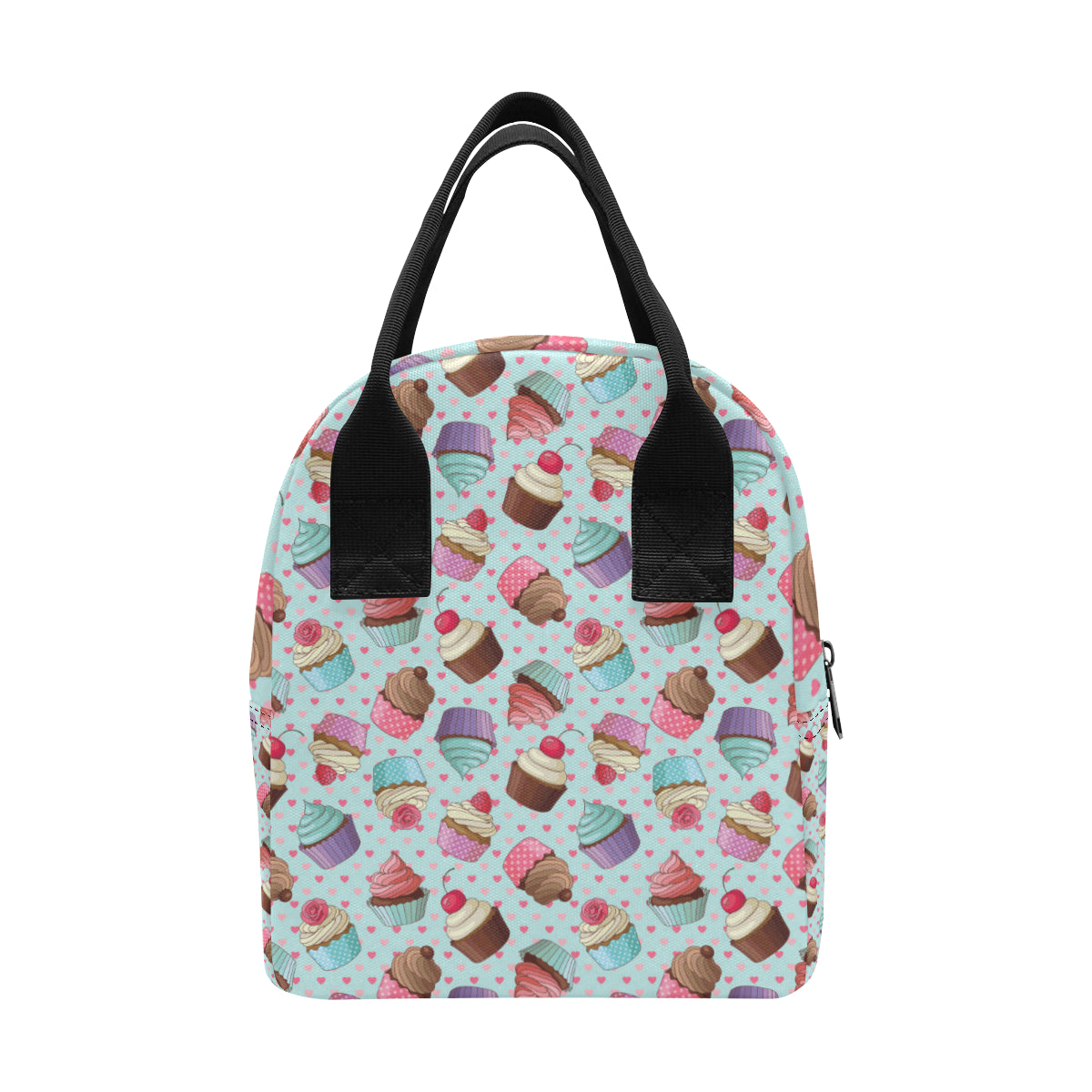 Cupcakes Fancy Heart Print Pattern Insulated Lunch Bag