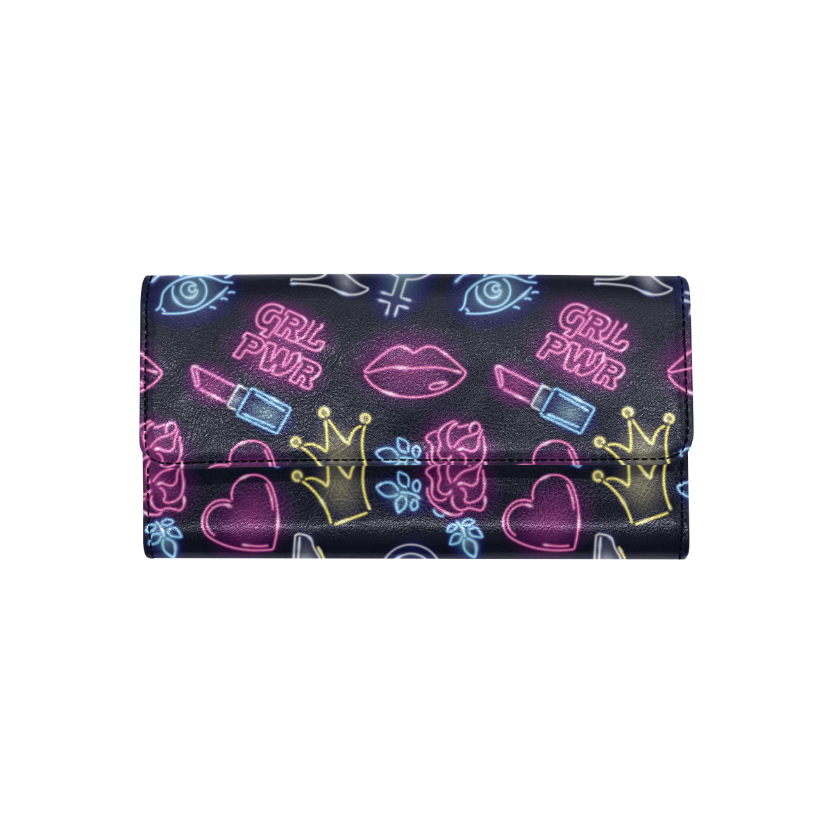 Lipstick Neon Pattern Print Design 02 Women's Trifold Wallet