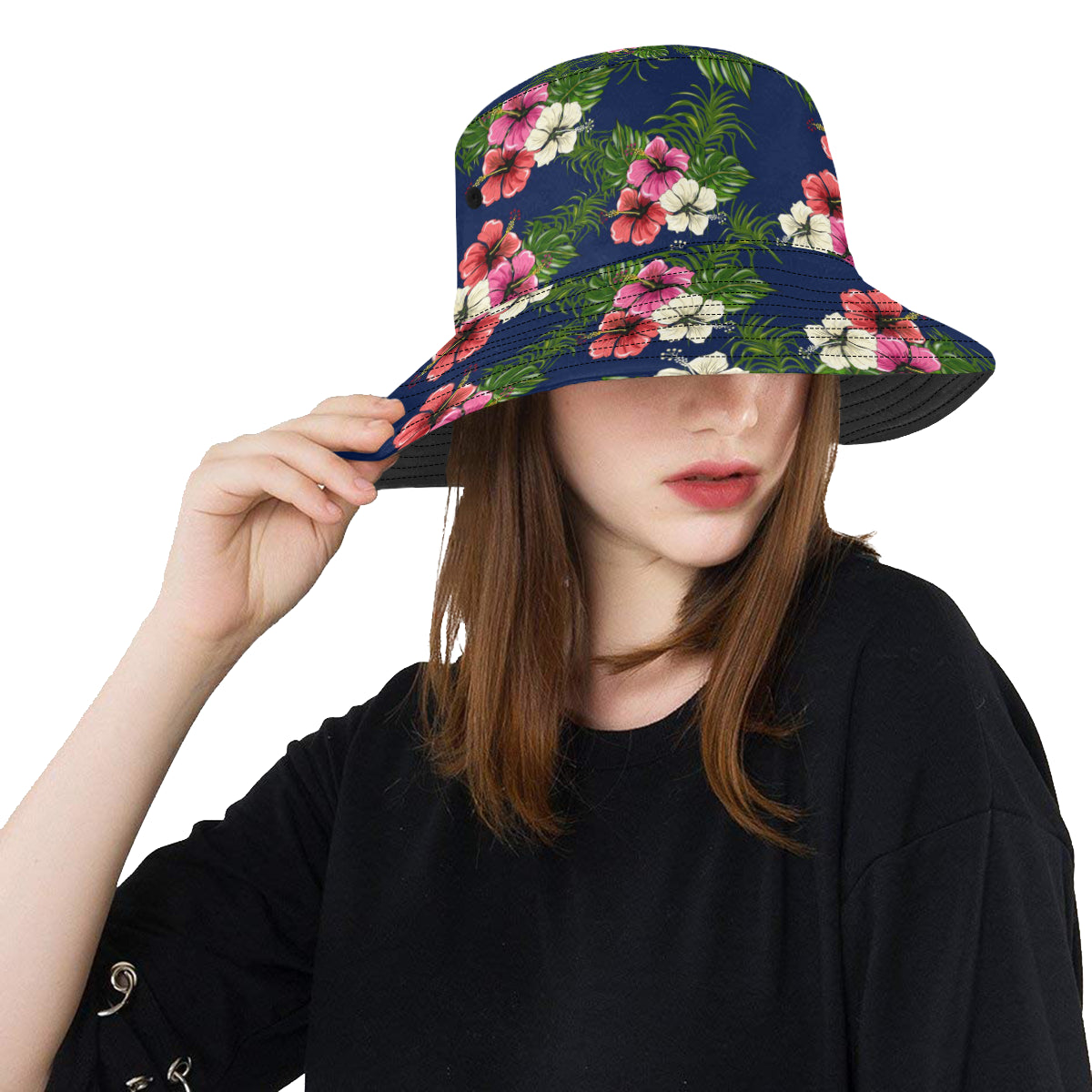 Hibiscus Pattern Print Design HB028 Unisex Bucket Hat