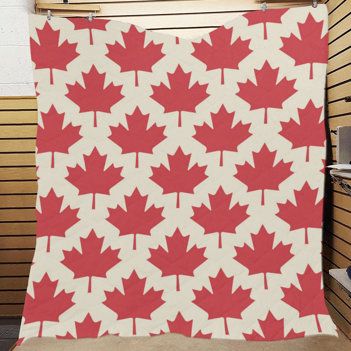 Maple Leaf Pattern Print Design 03 Premium Quilt