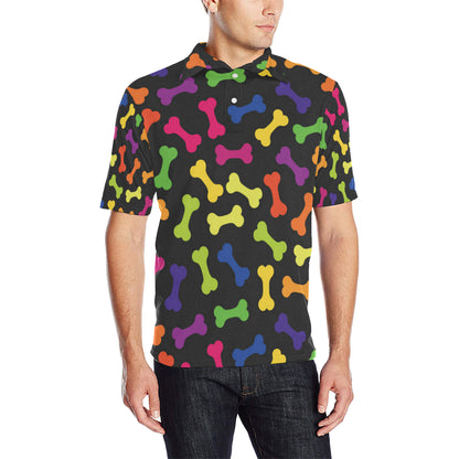 Dog Bone Neon Color Pattern Print Design 02 Men Polo Shirt