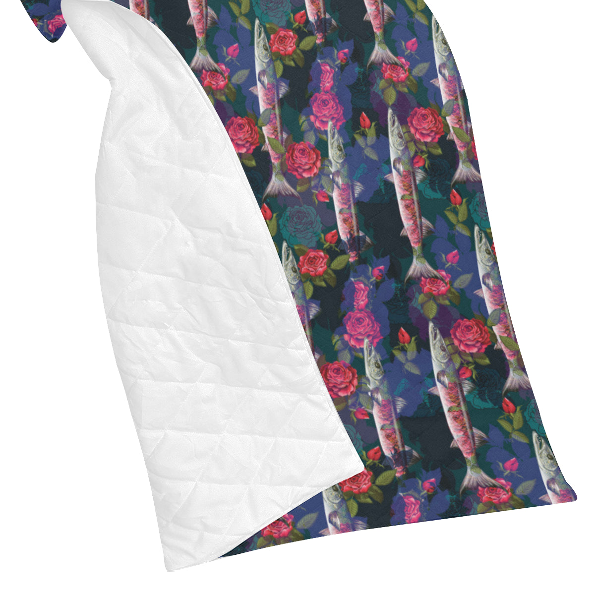 Barracuda with Folwer Pattern Print Design 01 Premium Quilt