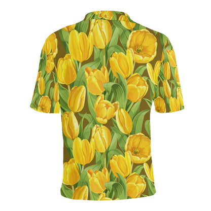 Tulip Yellow Pattern Print Design TP010 Men Polo Shirt
