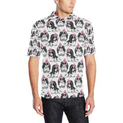 Japanese Chin Pattern Print Design 01 Men Polo Shirt