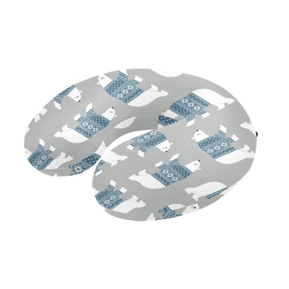 Polar Bear Pattern Print Design A03 U-Shaped Travel Neck Pillow