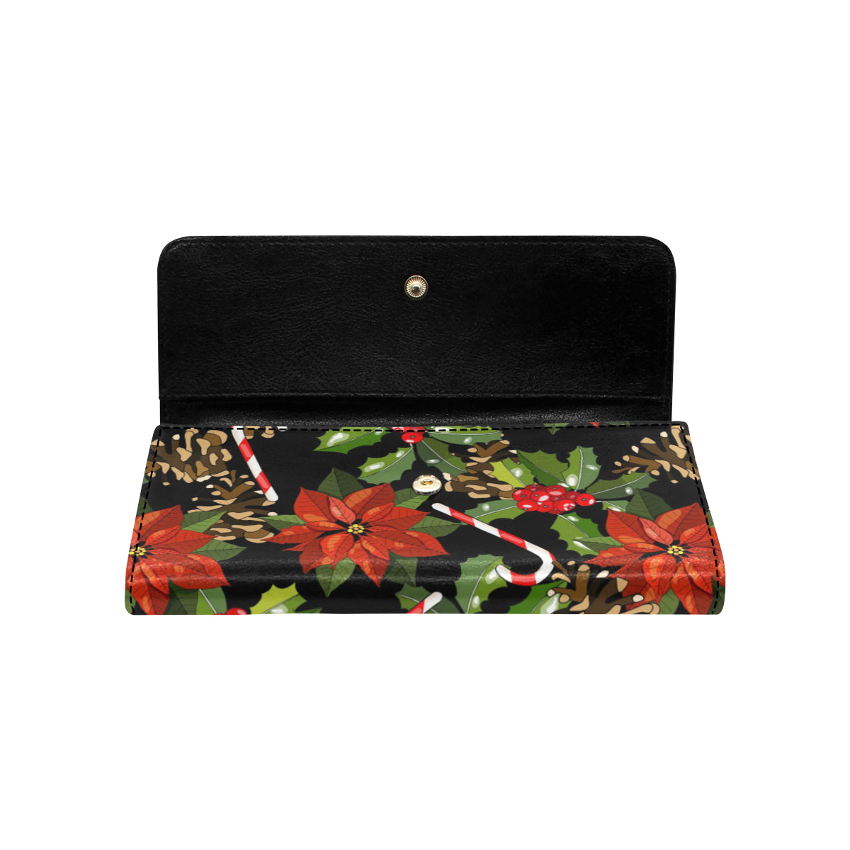 Poinsettia Pattern Print Design POT01 Women's Trifold Wallet