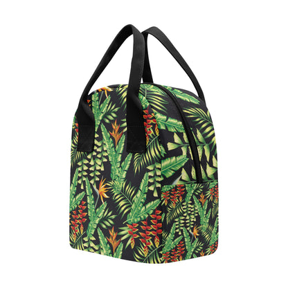 Hawaiian Flower Tropical Palm Leaves Insulated Lunch Bag