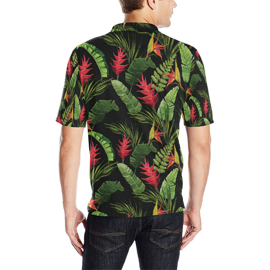 Bird Of Paradise Pattern Print Design BOP010 Men Polo Shirt