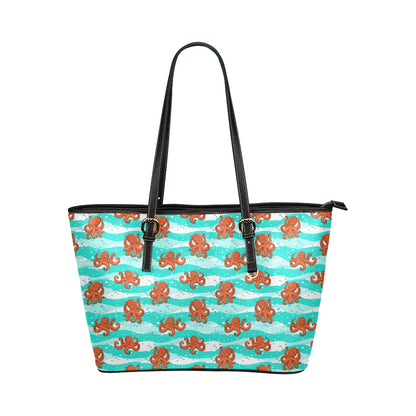 Octopus Cute Design Print Themed Leather Tote Bag