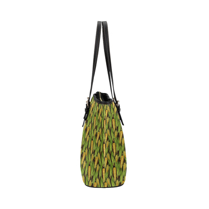 Agricultural Corn cob Print Leather Tote Bag