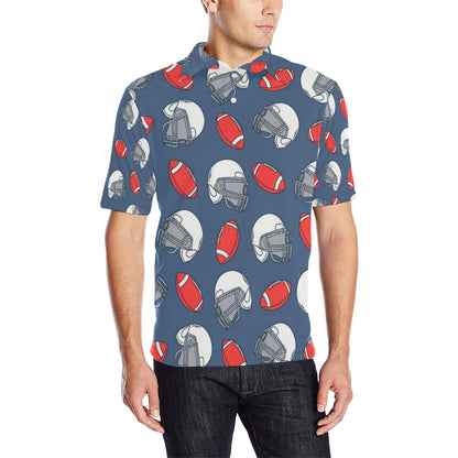 American Football Helmet Design Pattern Men Polo Shirt