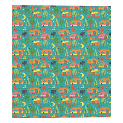 Camping Camper Pattern Print Design 05 Premium Quilt