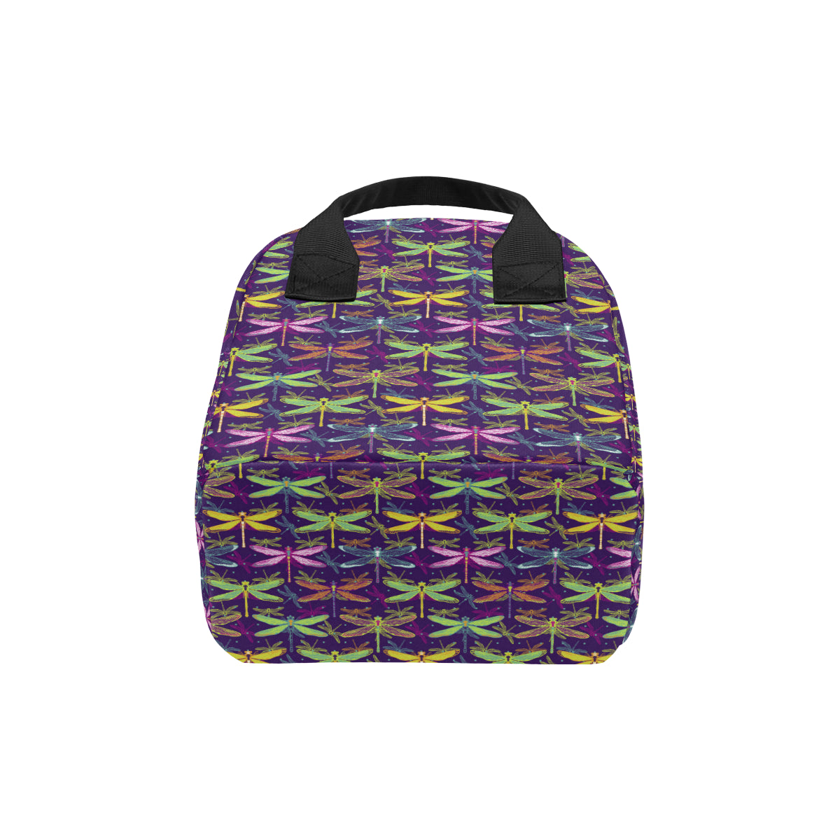 Dragonfly Neon Color Print Pattern Insulated Lunch Bag