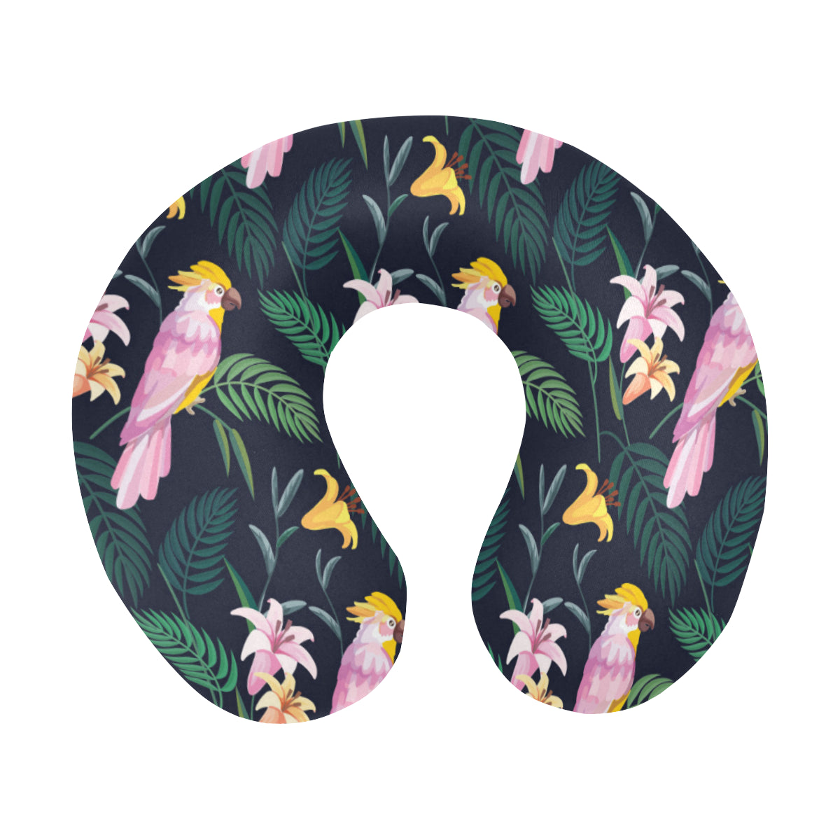 Cockatoo Pattern Print Design 03 U-Shaped Travel Neck Pillow