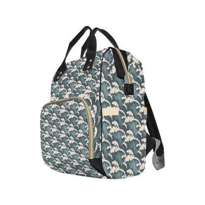 Wave Art Print Diaper Bag Backpack