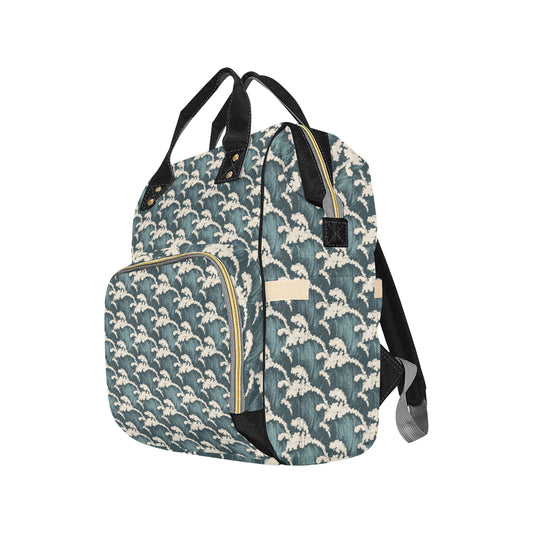 Wave Art Print Diaper Bag Backpack