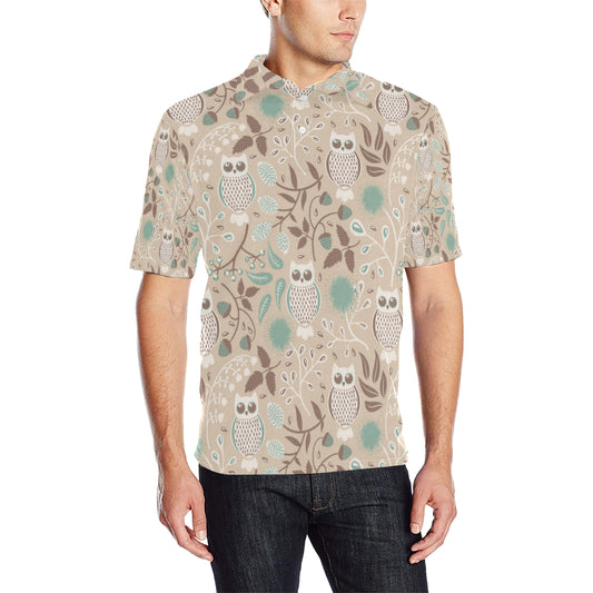 Owl Pattern Print Design A02 Men Polo Shirt