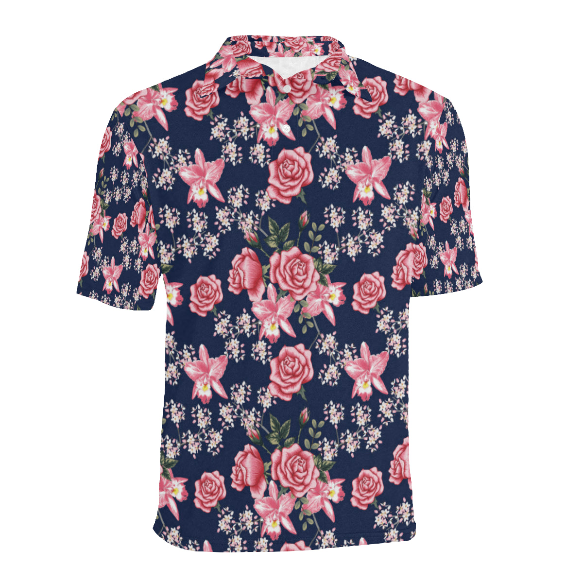 Rose Pattern Print Design A05 Men Polo Shirt