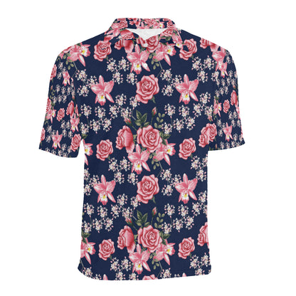 Rose Pattern Print Design A05 Men Polo Shirt