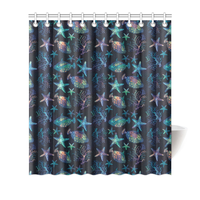 Starfish Pattern Print Design 01 Shower Curtain