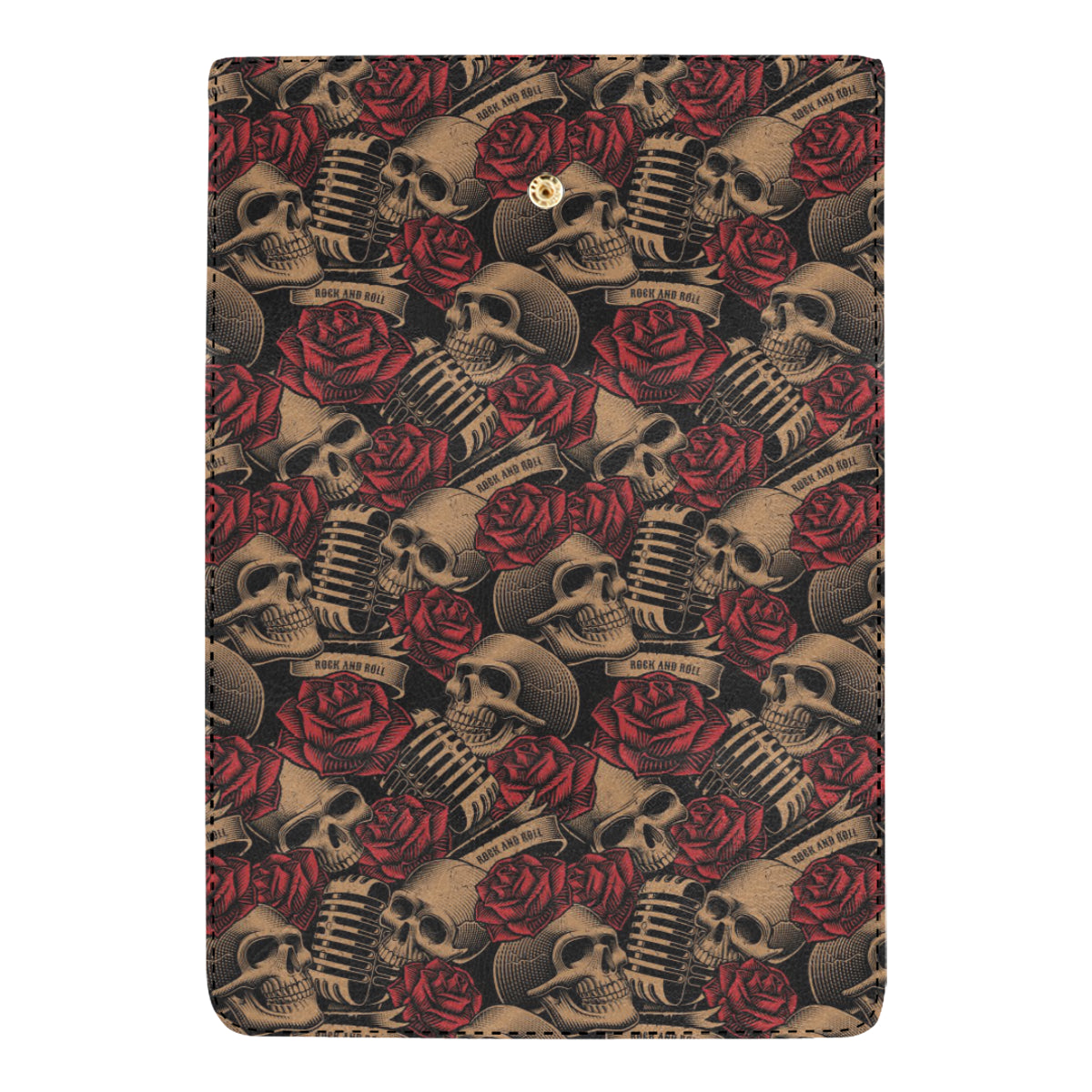 Microphone Skull Rose Pattern Print Design 02 Women's Trifold Wallet
