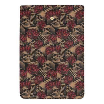 Microphone Skull Rose Pattern Print Design 02 Women's Trifold Wallet