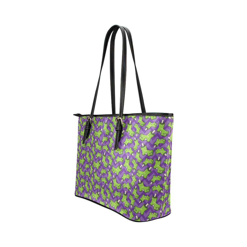 Zombie Foot Design Pattern Print Leather Tote Bag