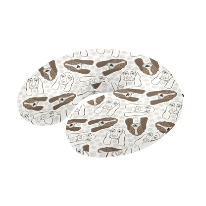 Basset Hound Pattern Print Design 01 U-Shaped Travel Neck Pillow